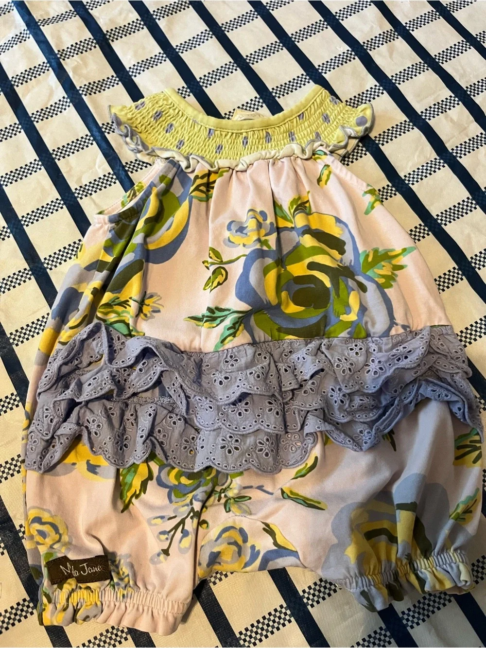 Matilda Jane Pink Floral Romper with Yellow Accents